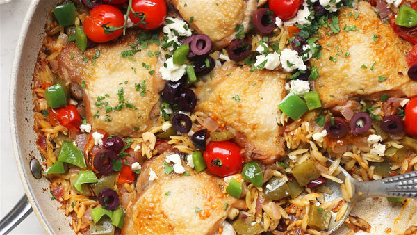 Greek Chicken Thighs & Orzo
